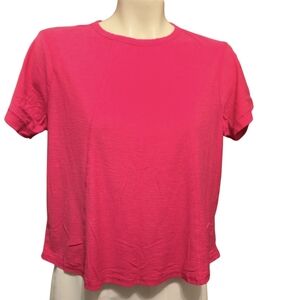 WESTBOUND Fabulous Features Short Sleeve Tee Seamed Front Crew Neck Fuschia PMed